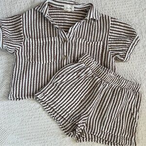 Love Notes Brown and White Striped Two-Piece Set